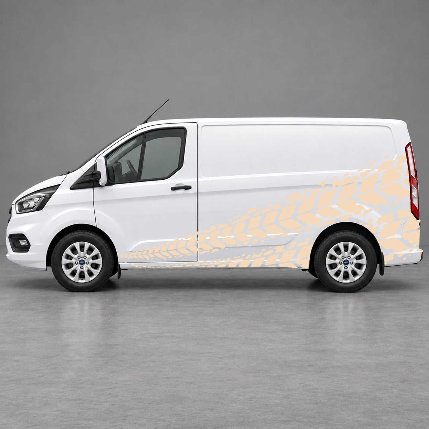 Ford Transit Custom Tyre Tread Side Graphics in Beige
