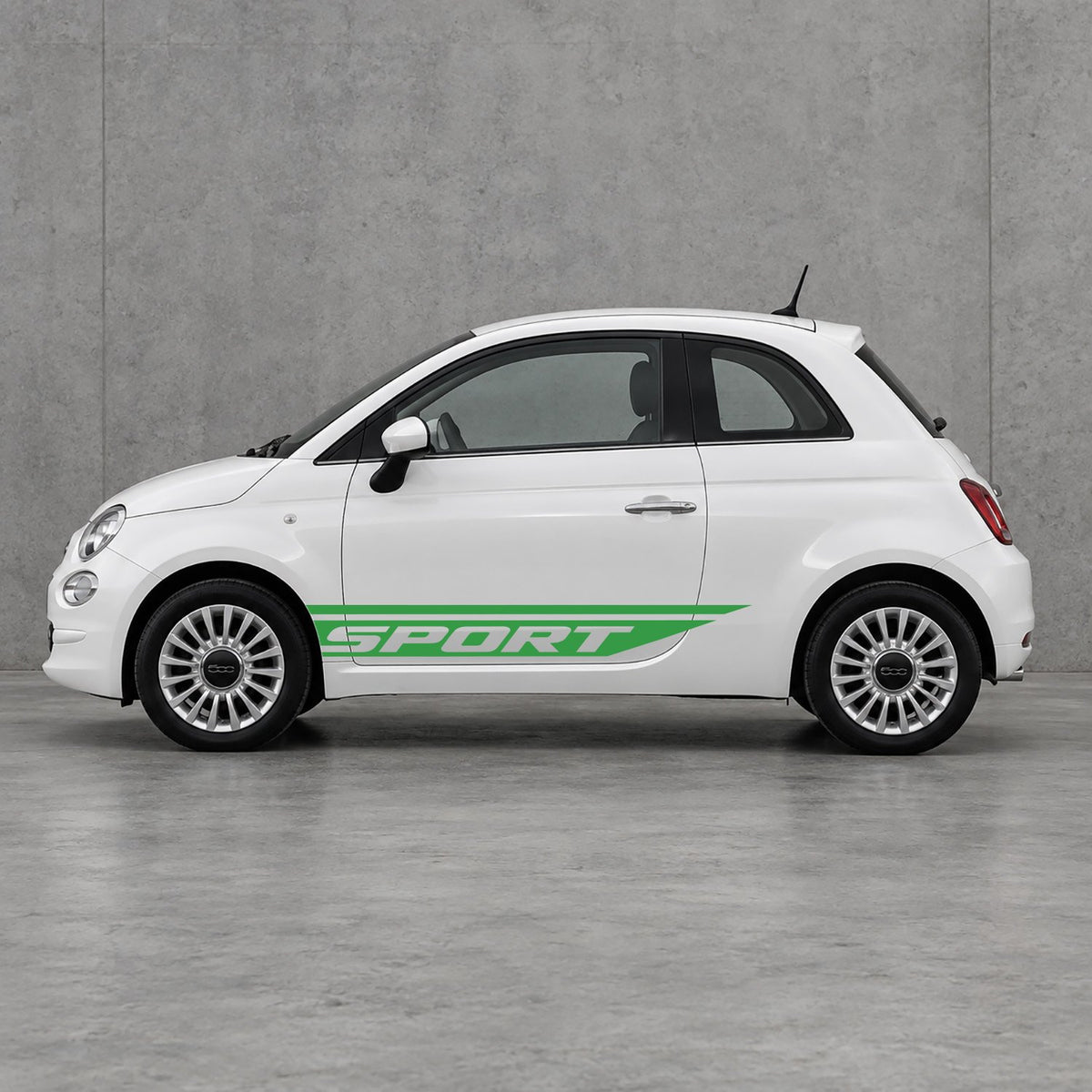 Fiat 500 Sport Lower Side Stripes Kit - Pair Supplied in Green & Green
