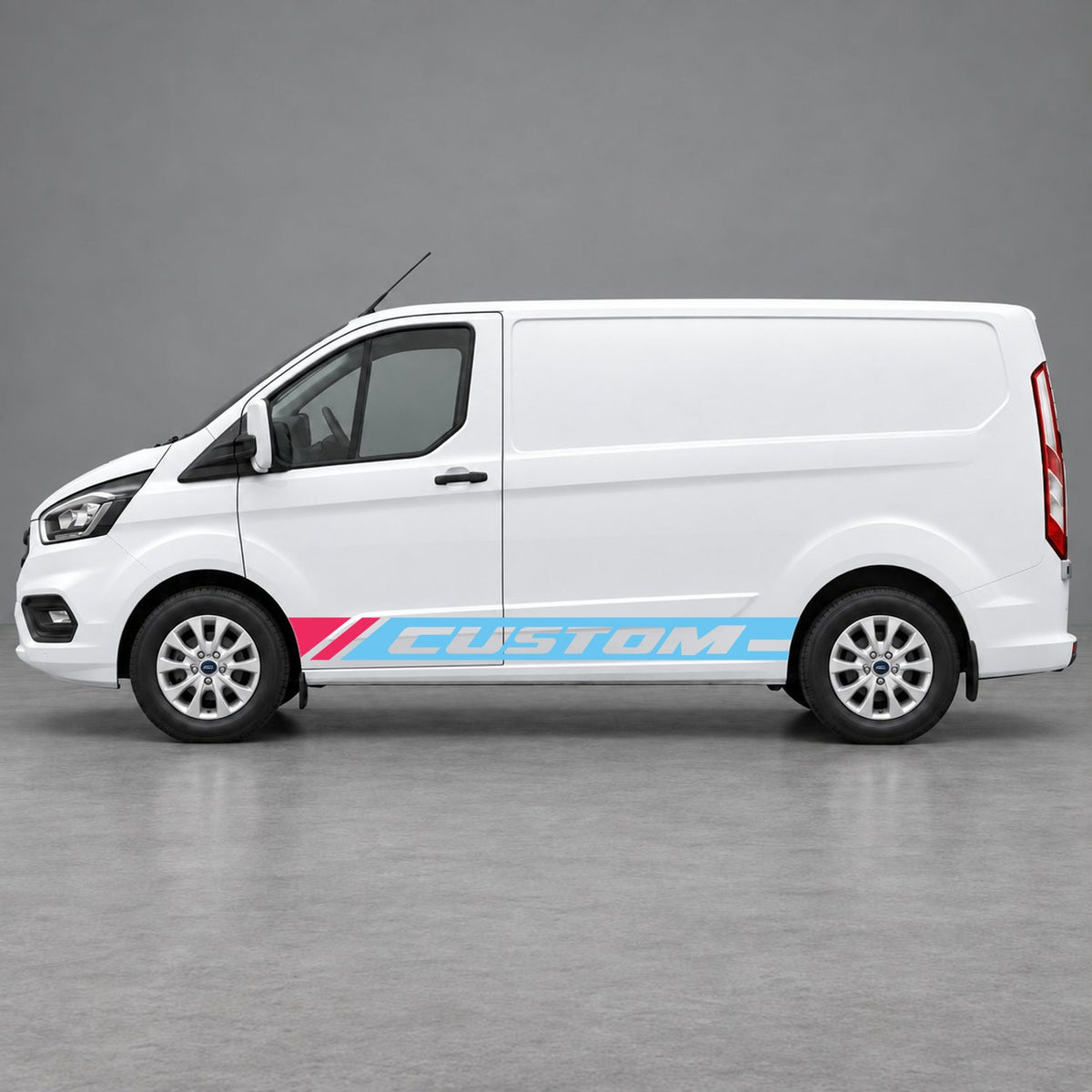 Ford Transit Custom Custom Lower Side Stripes in Light Blue & Pink