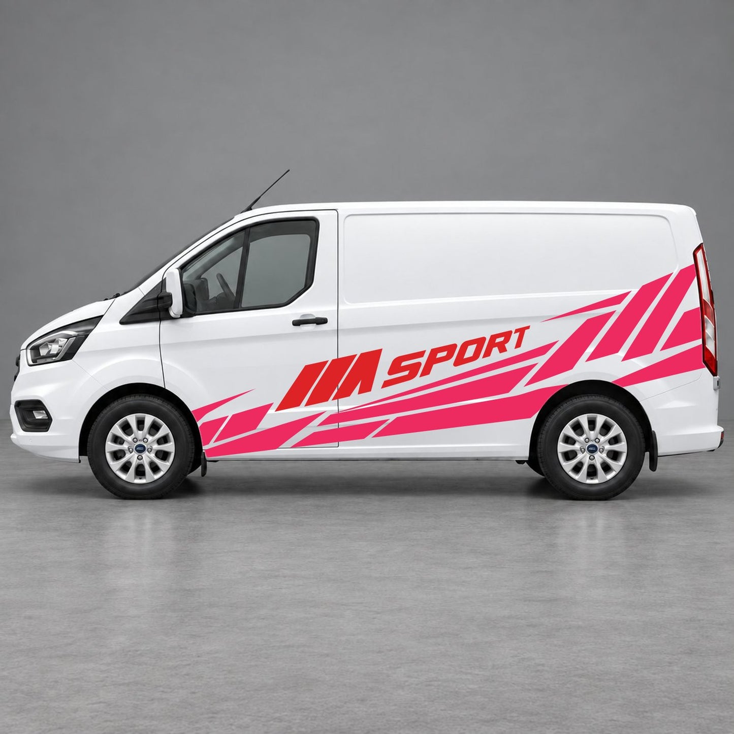 Ford Transit Custom M Sport Racing Side Graphics in Pink & Red