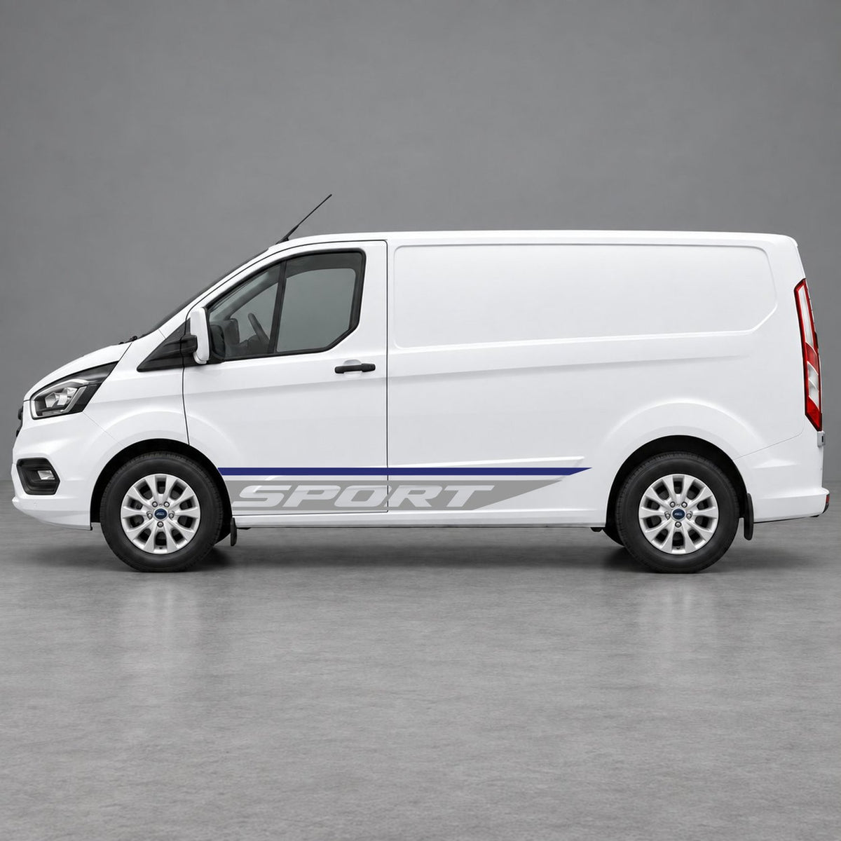 Ford Transit Custom Sport Swoosh Lower Side Stripes in Navy Blue & Grey