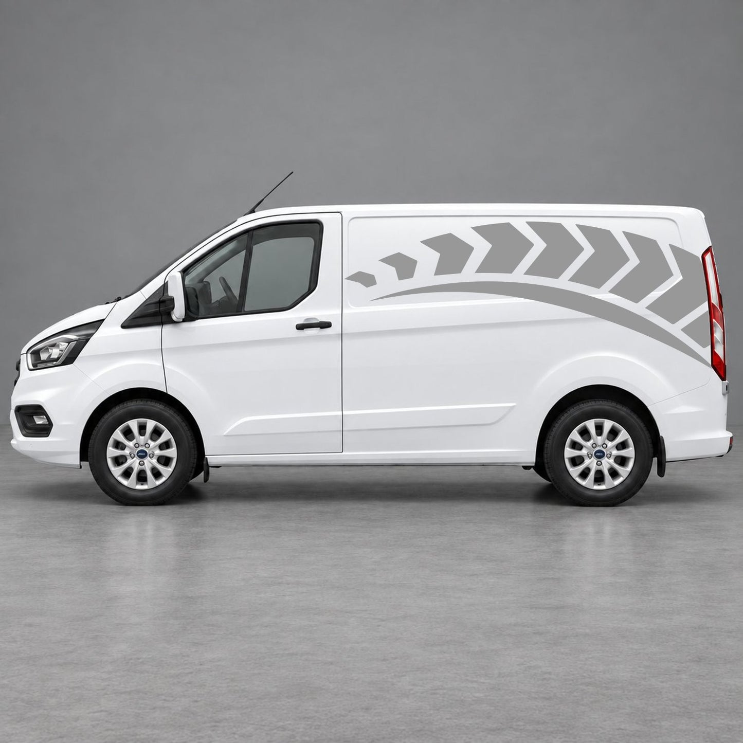 Ford Transit Custom Chevron Track Side Graphics in Grey & Grey