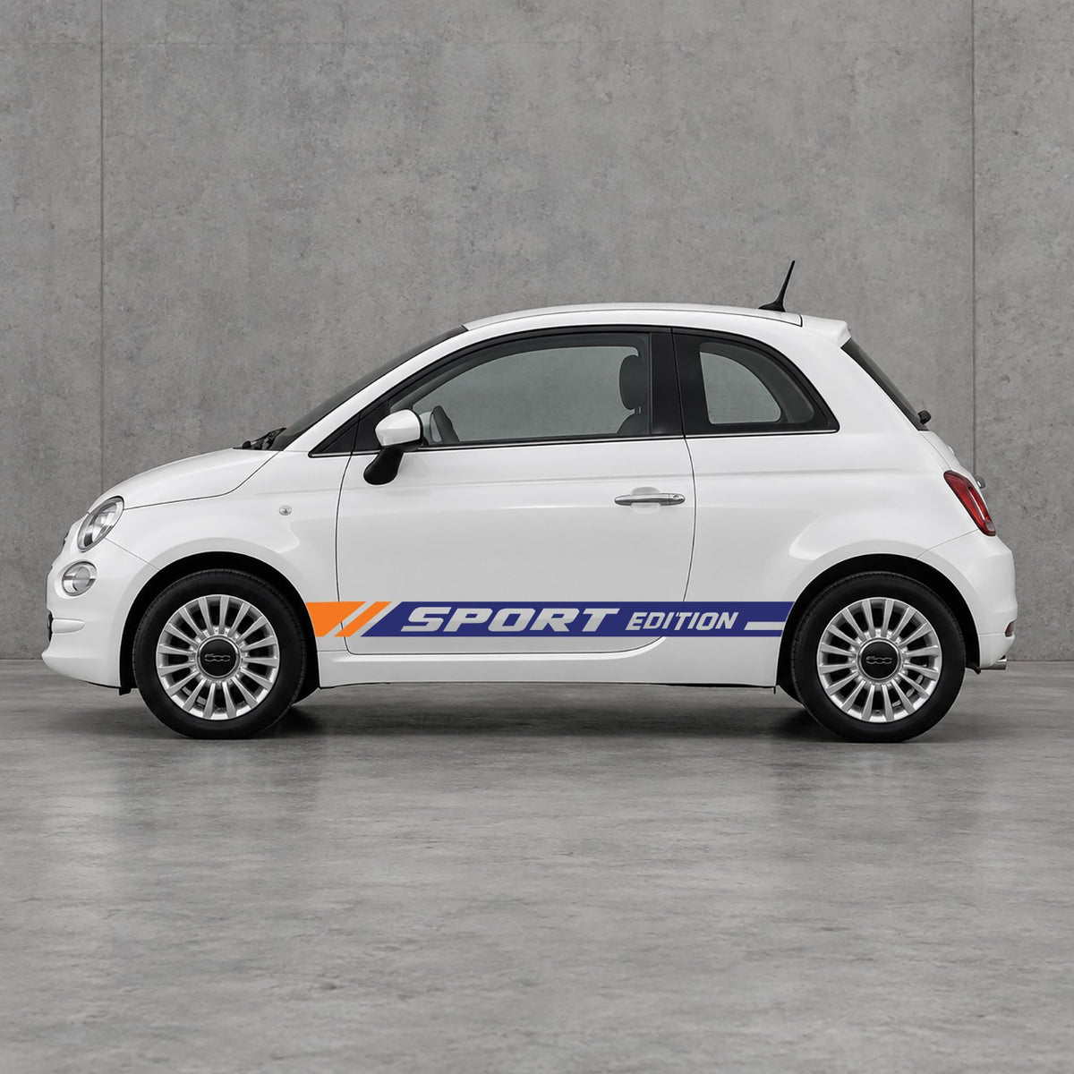 Fiat 500 Sport Edition Side Stripes Kit - Pair Supplied in Navy Blue & Orange