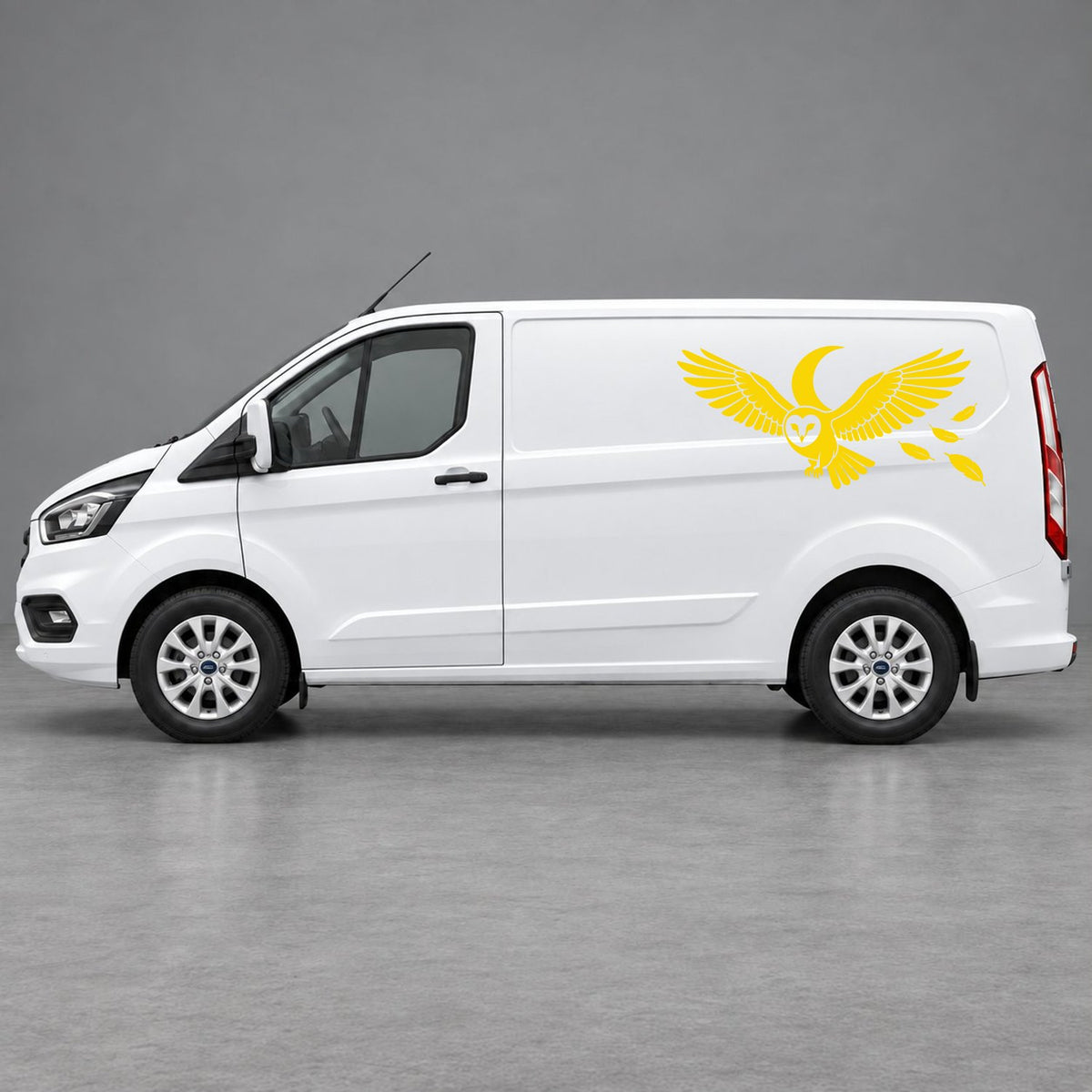 Ford Transit Custom Flying Eagle Side Graphics in Yellow