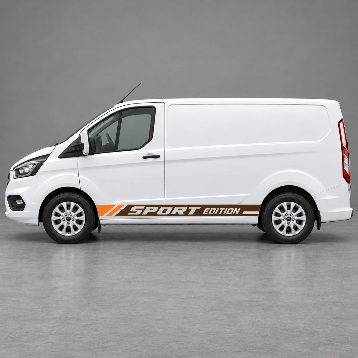 Ford Transit Custom Sport Edition Lower Side Graphics in Brown & Orange