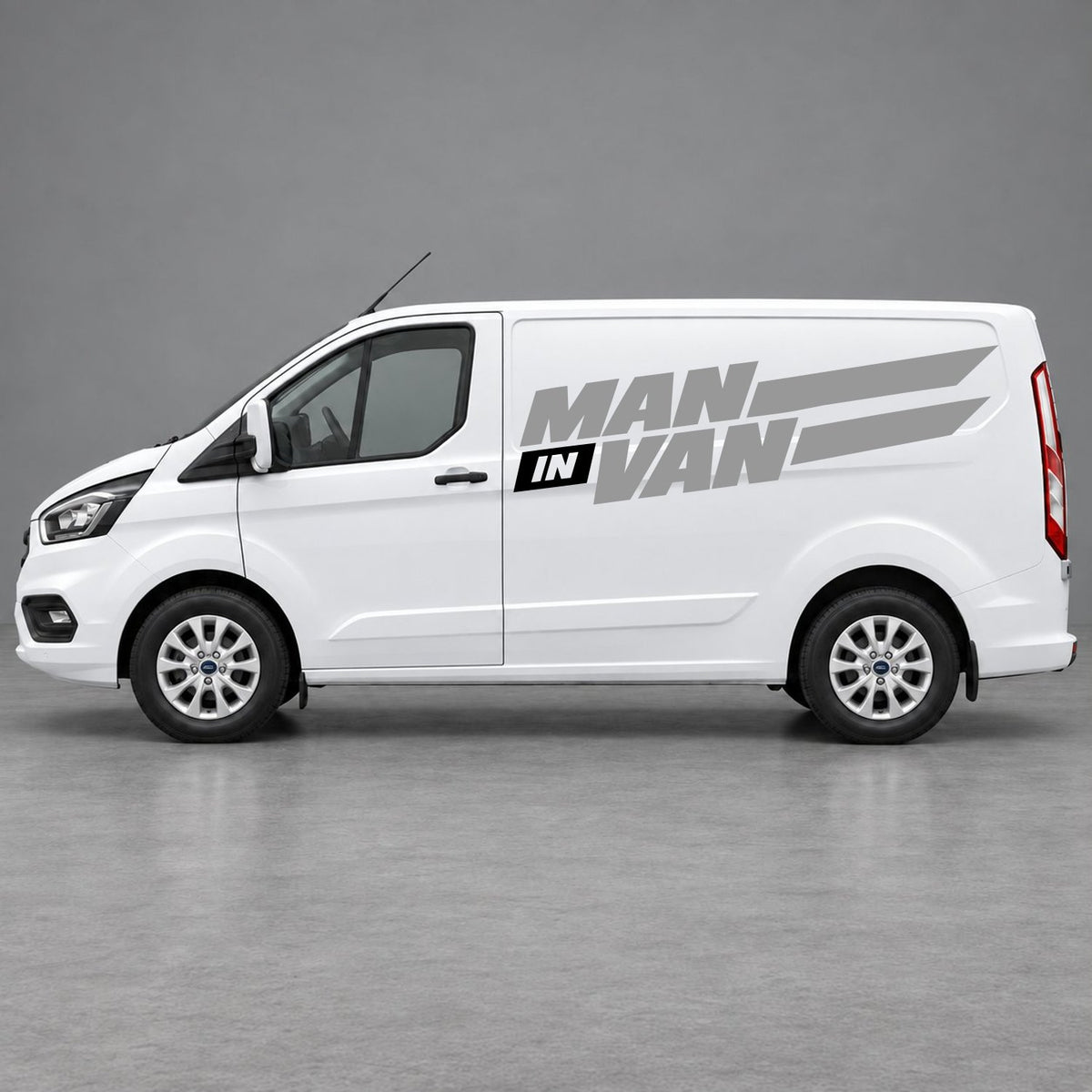Ford Transit Custom Man in Van Side Stripes in Grey & Black