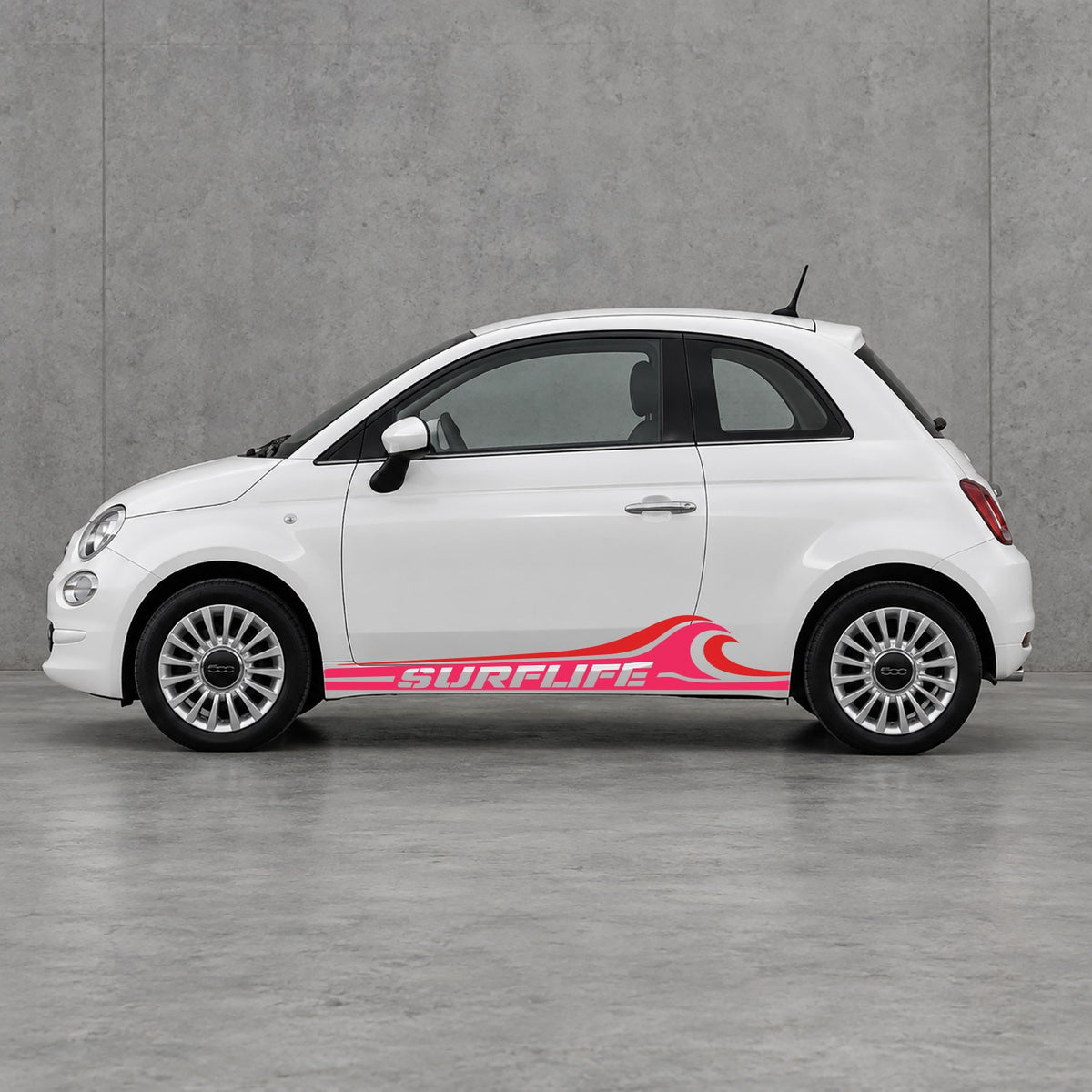 Fiat 500 Surf Life Side Stripes Kit - Pair Supplied in Pink & Red
