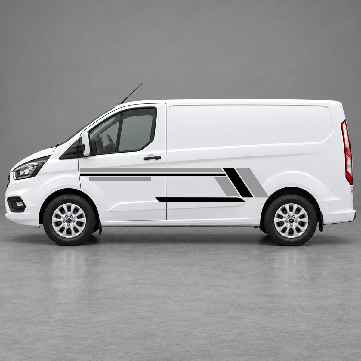Ford Transit Custom Geometric Outline Side Stripes in Grey & Black