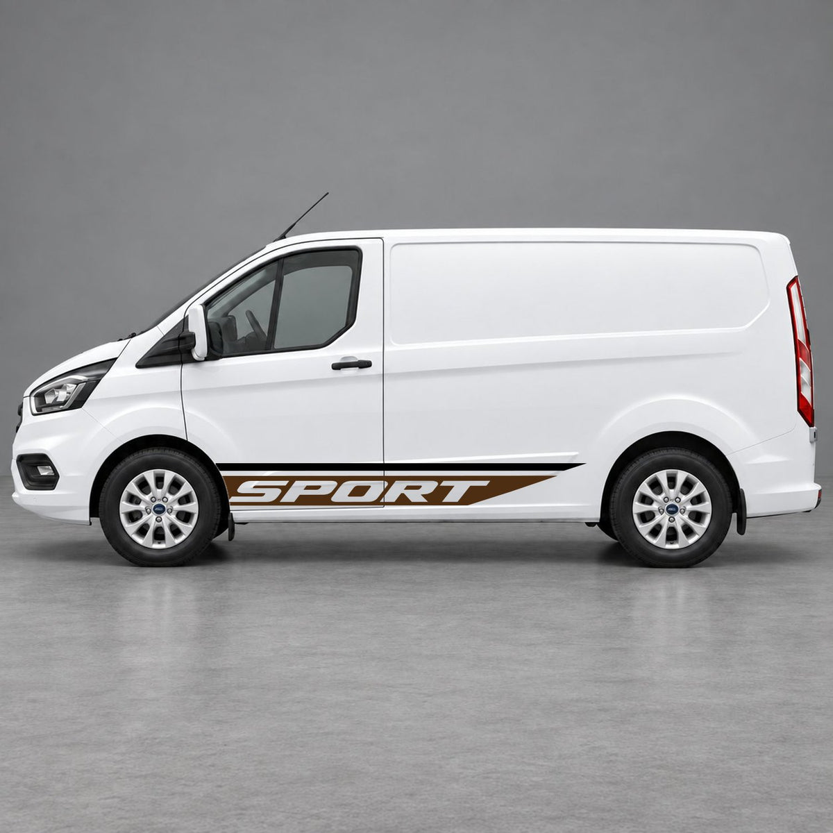 Ford Transit Custom Sport Swoosh Lower Side Stripes in Black & Brown