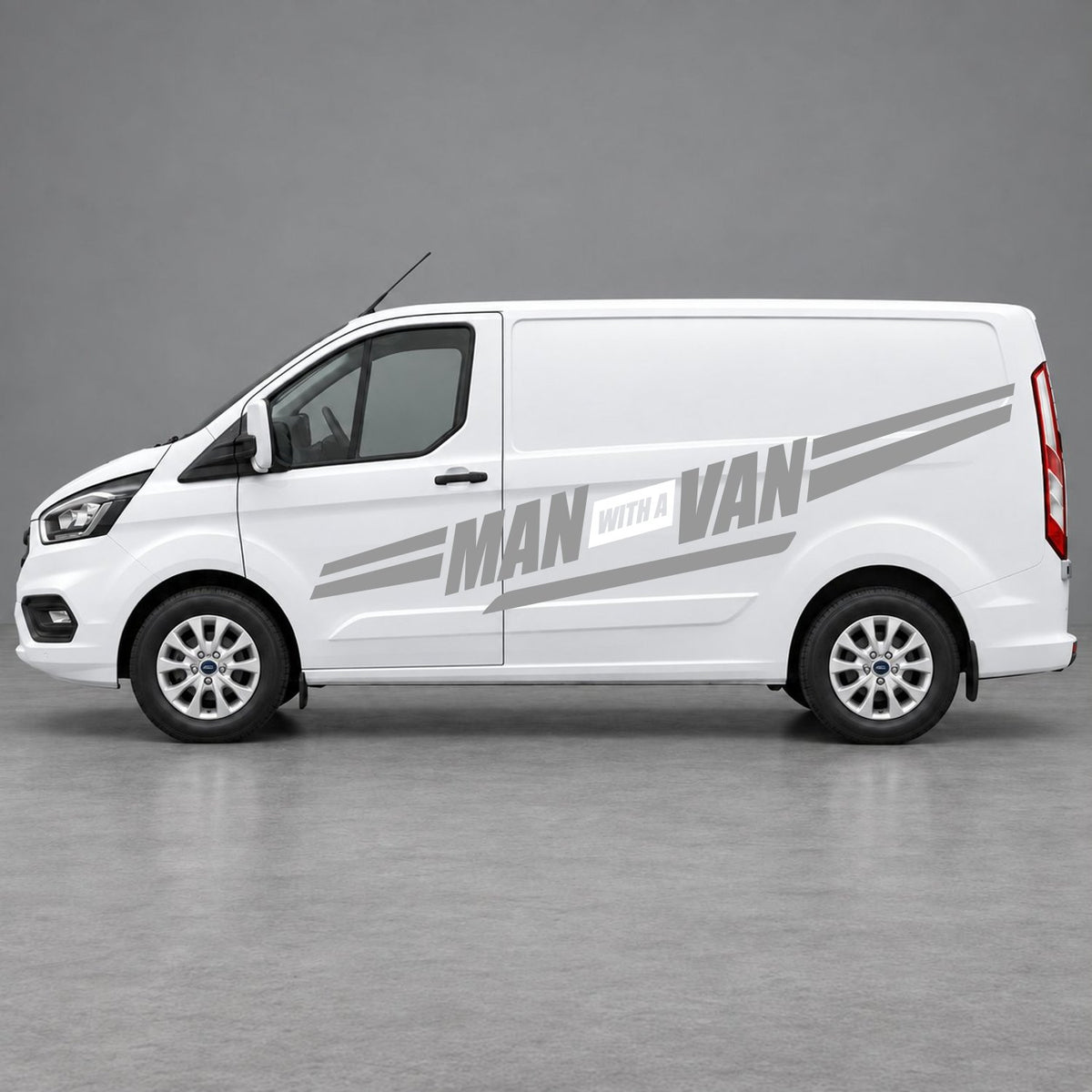 Ford Transit Custom Man with a Van Side Stripes in Grey & White