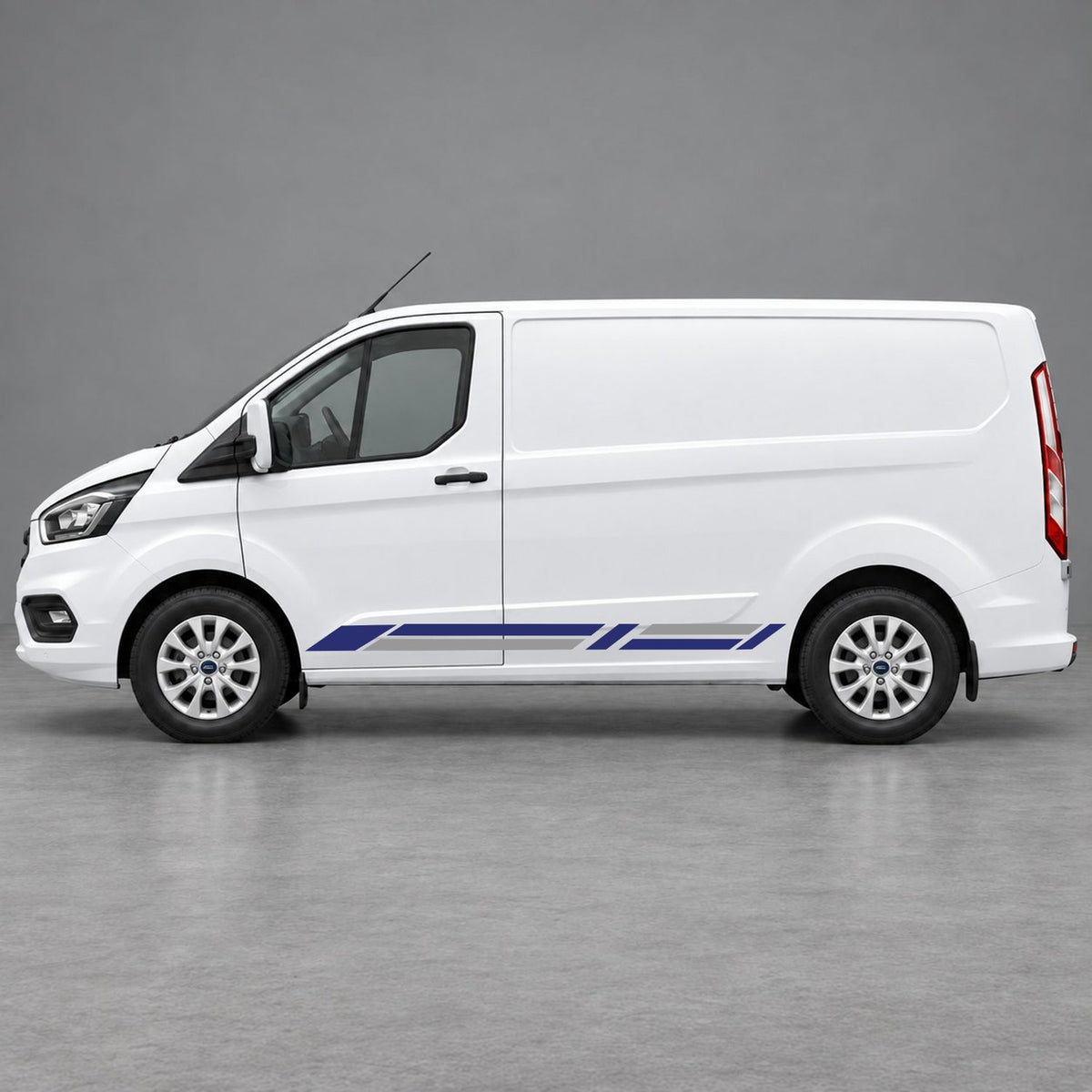 Ford Transit Custom Geometric Lower Side Stripes in Navy Blue & Grey