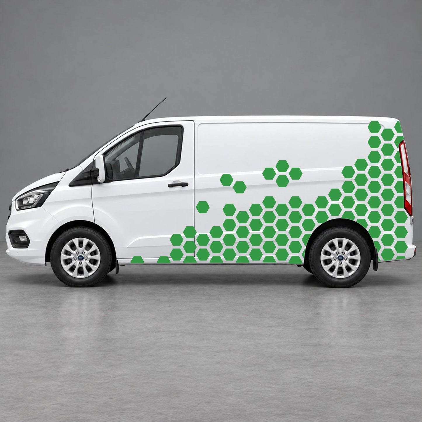 Ford Transit Custom Honeycomb Fade Side Graphics in Green