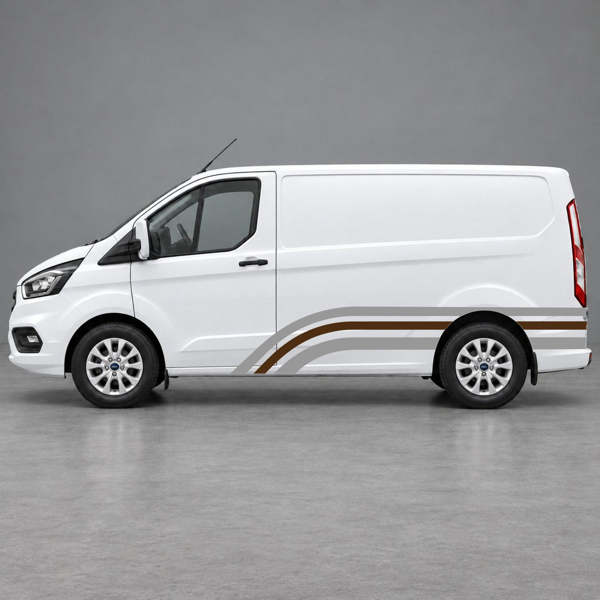 Ford Transit Custom Retro Triple-Arch Side Stripes in Grey & Brown