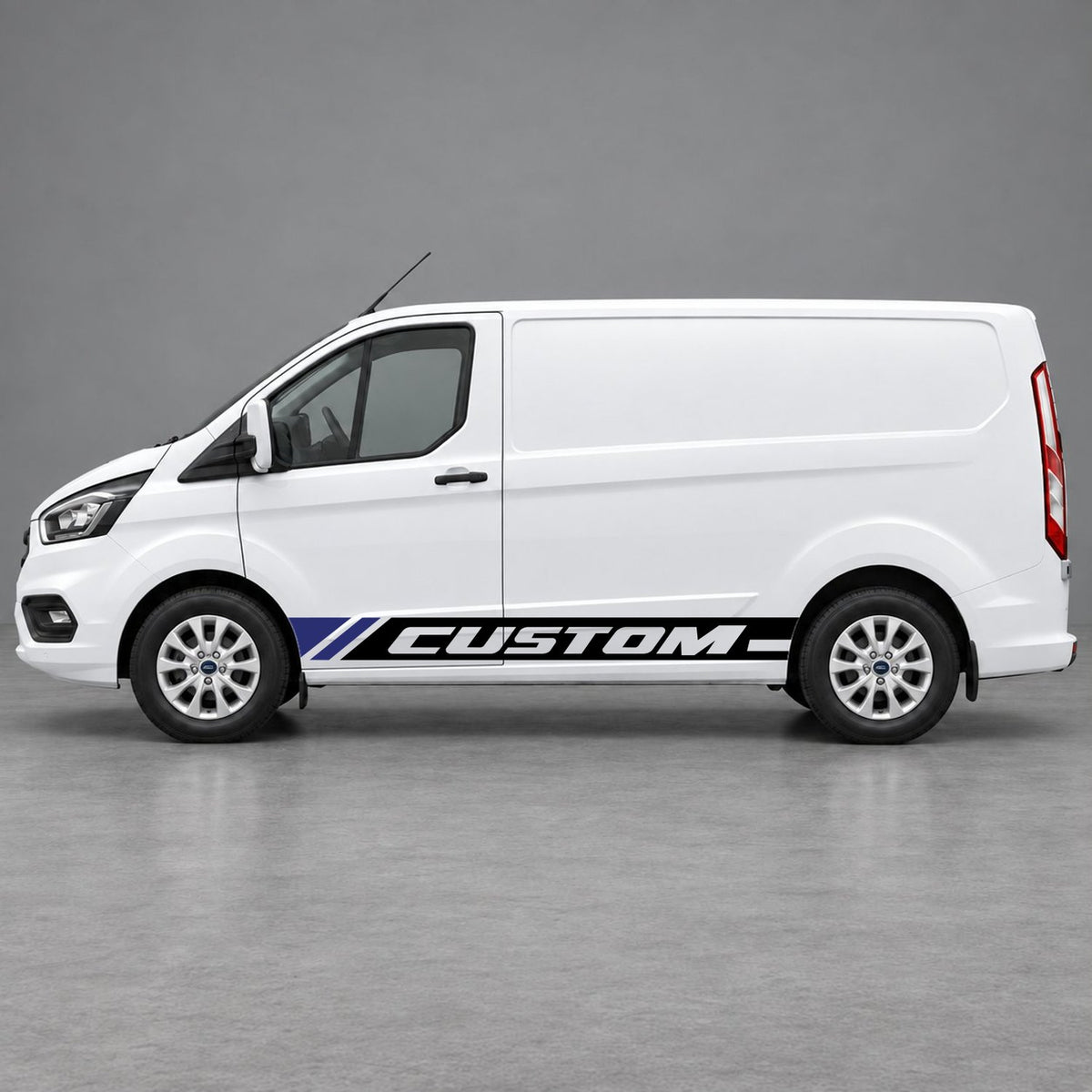 Ford Transit Custom Custom Lower Side Stripes in Black & Navy Blue
