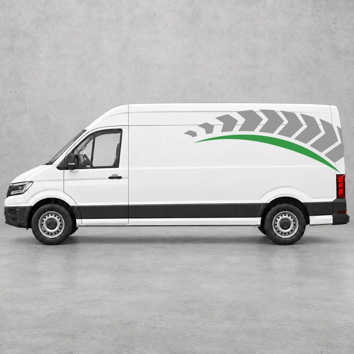 VW Crafter Chevron Track Side Graphics in Grey & Green