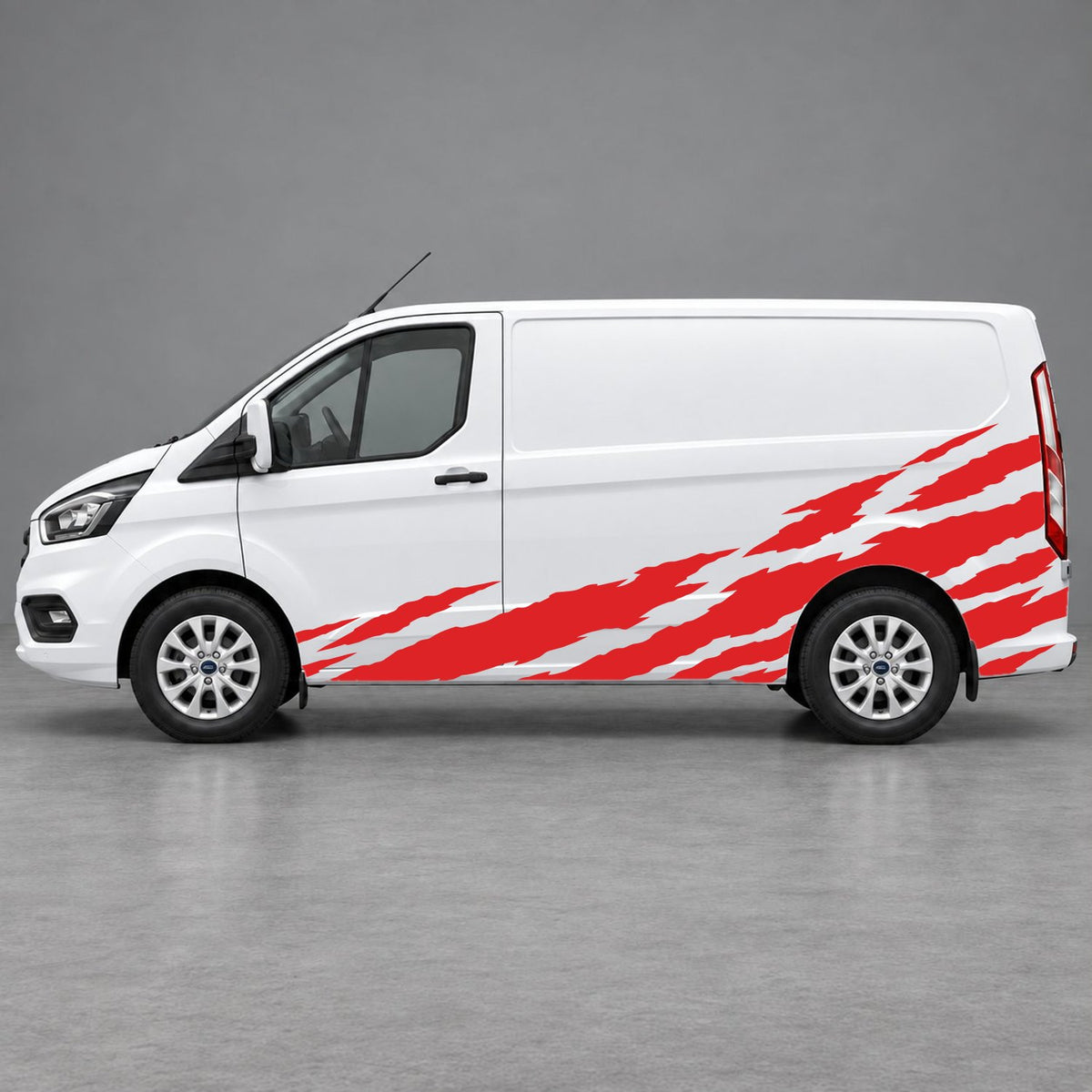 Ford Transit Custom Claw Scratch Side Graphics in Red & Red