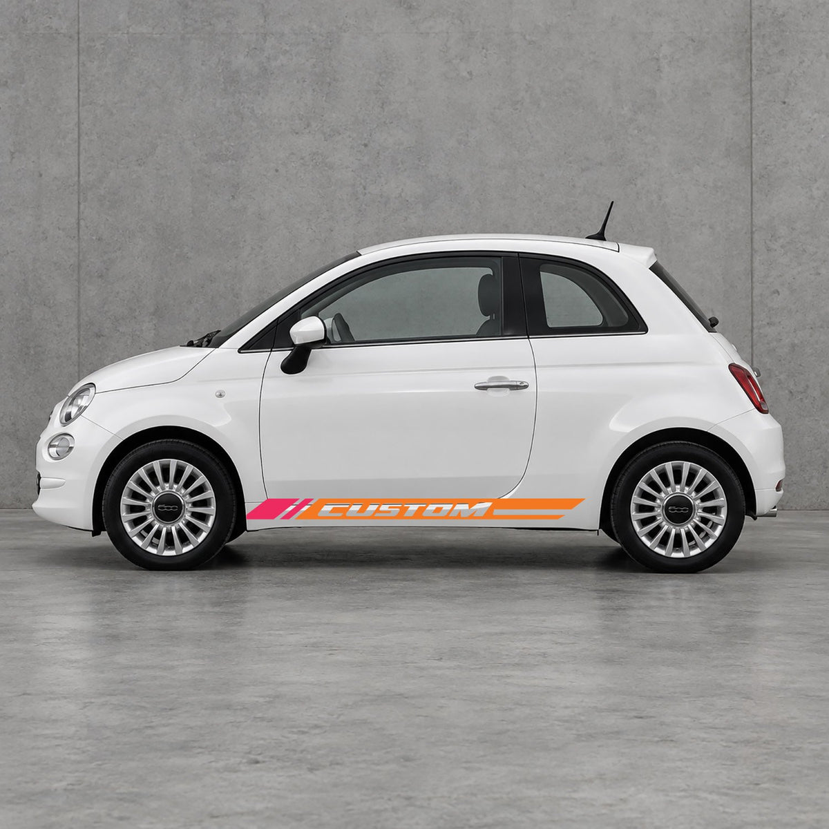 Fiat 500 Custom Lower Side Stripes Kit - Pair Supplied in Orange & Pink