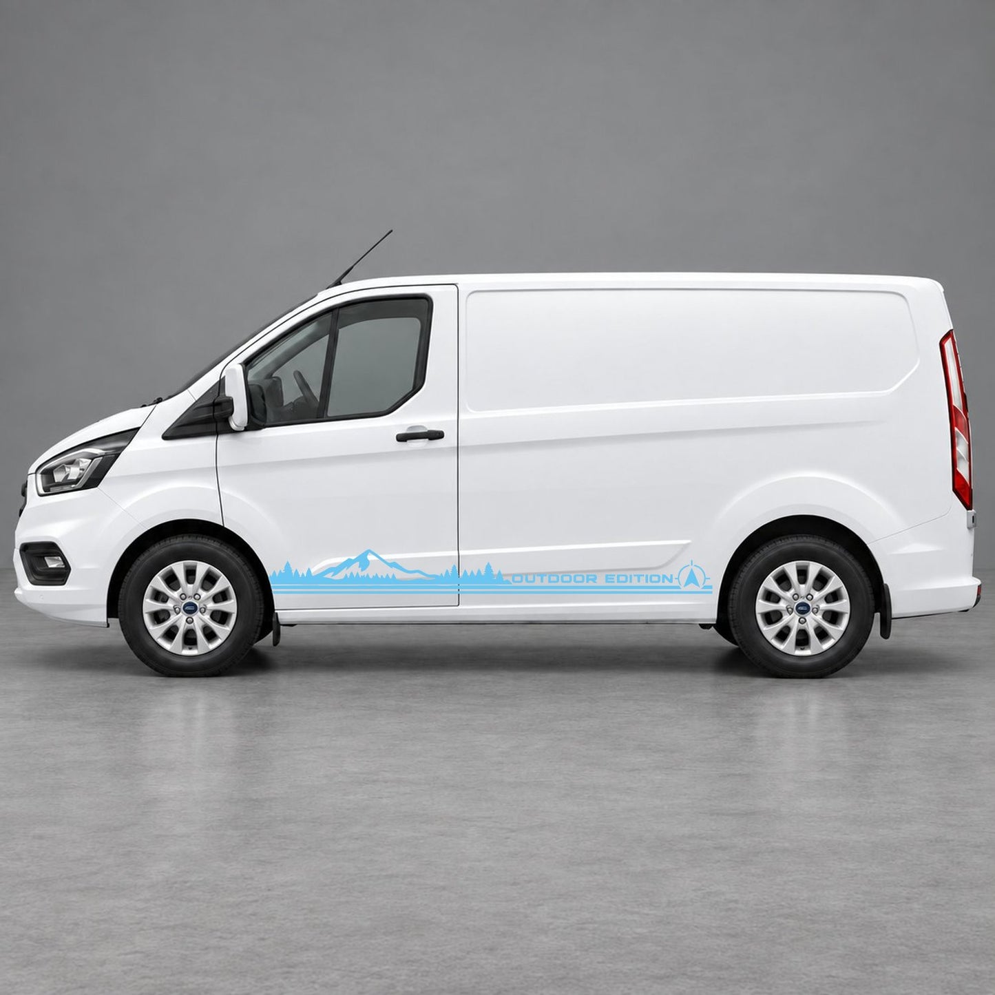 Ford Transit Custom Outdoor Edition Mountain Side Stripes in Light Blue