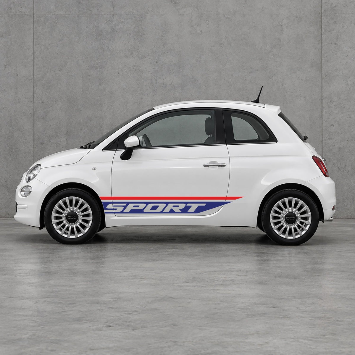 Fiat 500 Sport Lower Side Stripes Kit - Pair Supplied in Red & Navy Blue
