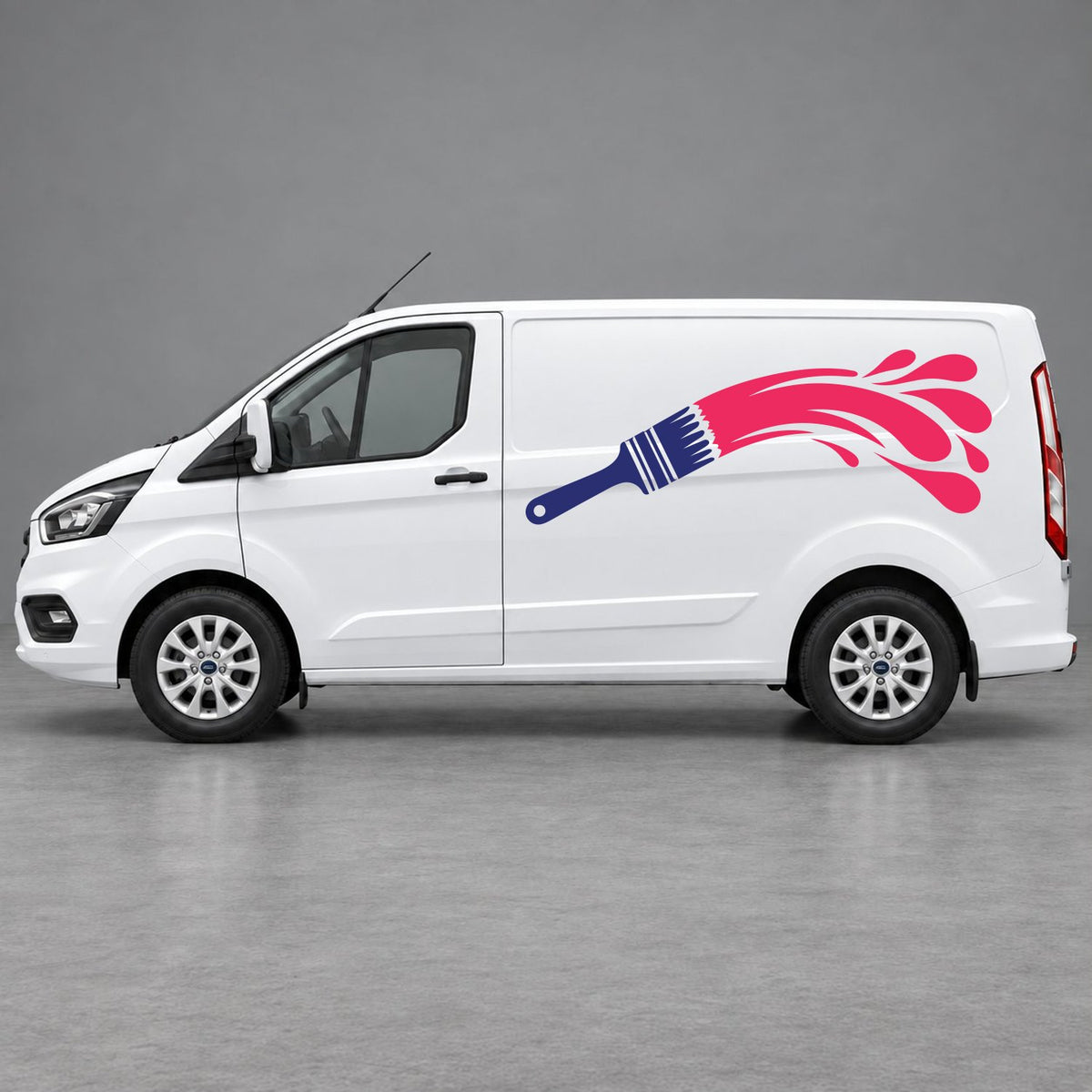 Ford Transit Custom Paintbrush Swoosh Side Graphics in Navy Blue & Pink