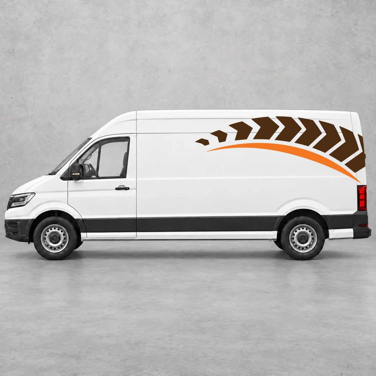 VW Crafter Chevron Track Side Graphics in Brown & Orange