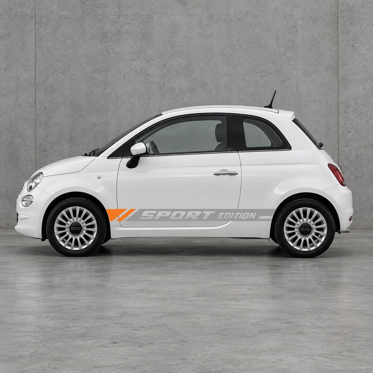 Fiat 500 Sport Edition Side Stripes Kit - Pair Supplied in Grey & Orange