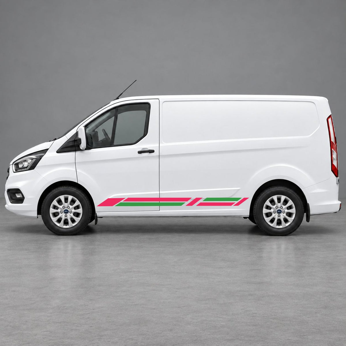 Ford Transit Custom Geometric Lower Side Stripes in Pink & Green