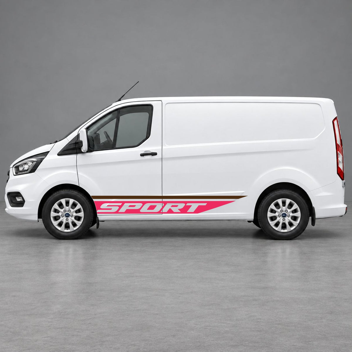 Ford Transit Custom Sport Swoosh Lower Side Stripes in Brown & Pink