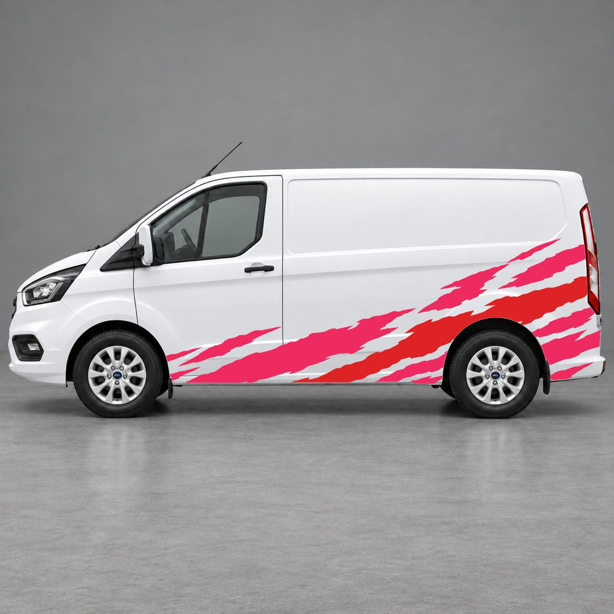 Ford Transit Custom Claw Scratch Side Graphics in Pink & Red