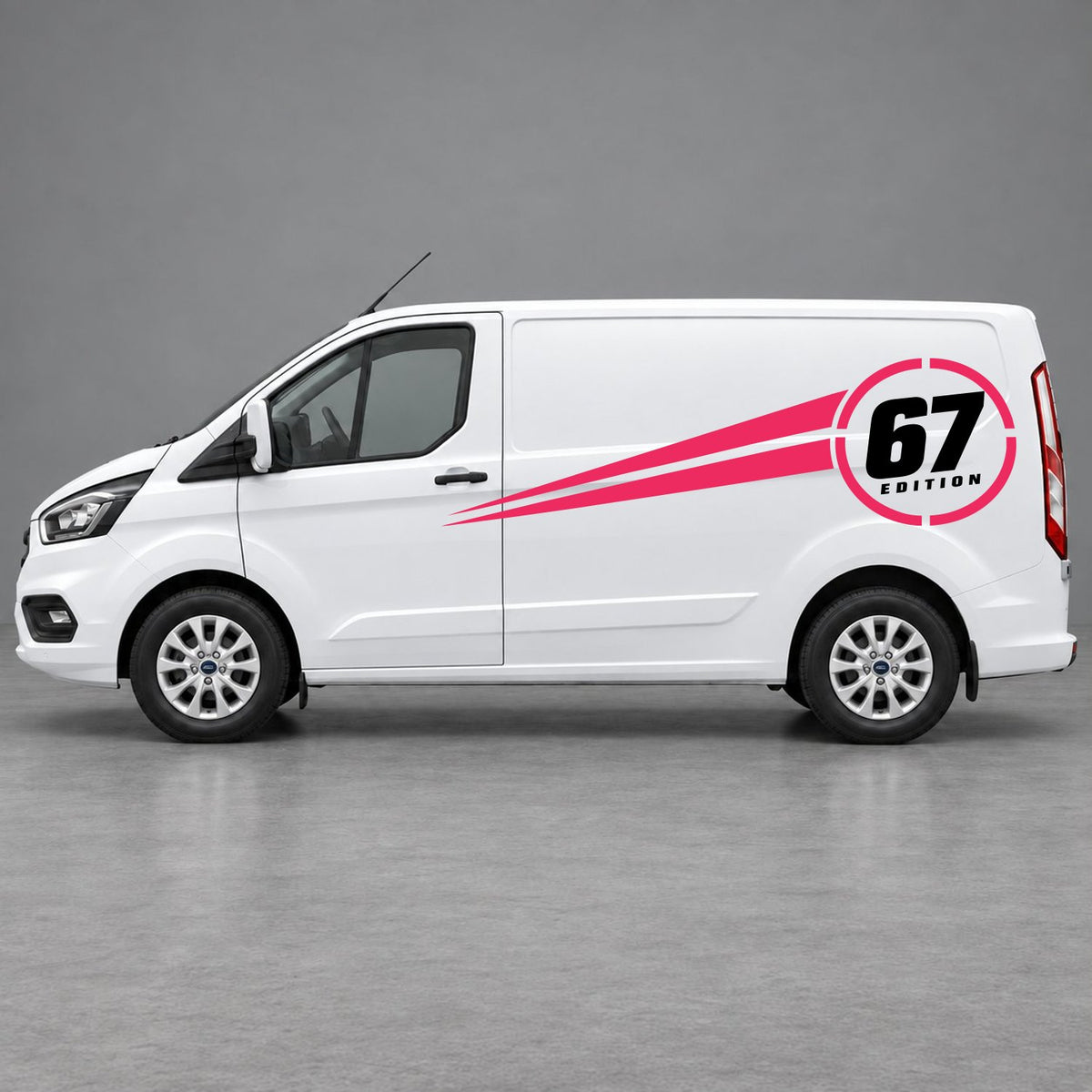 Ford Transit Custom Personalised Number Edition Side Stripes in Pink & Black