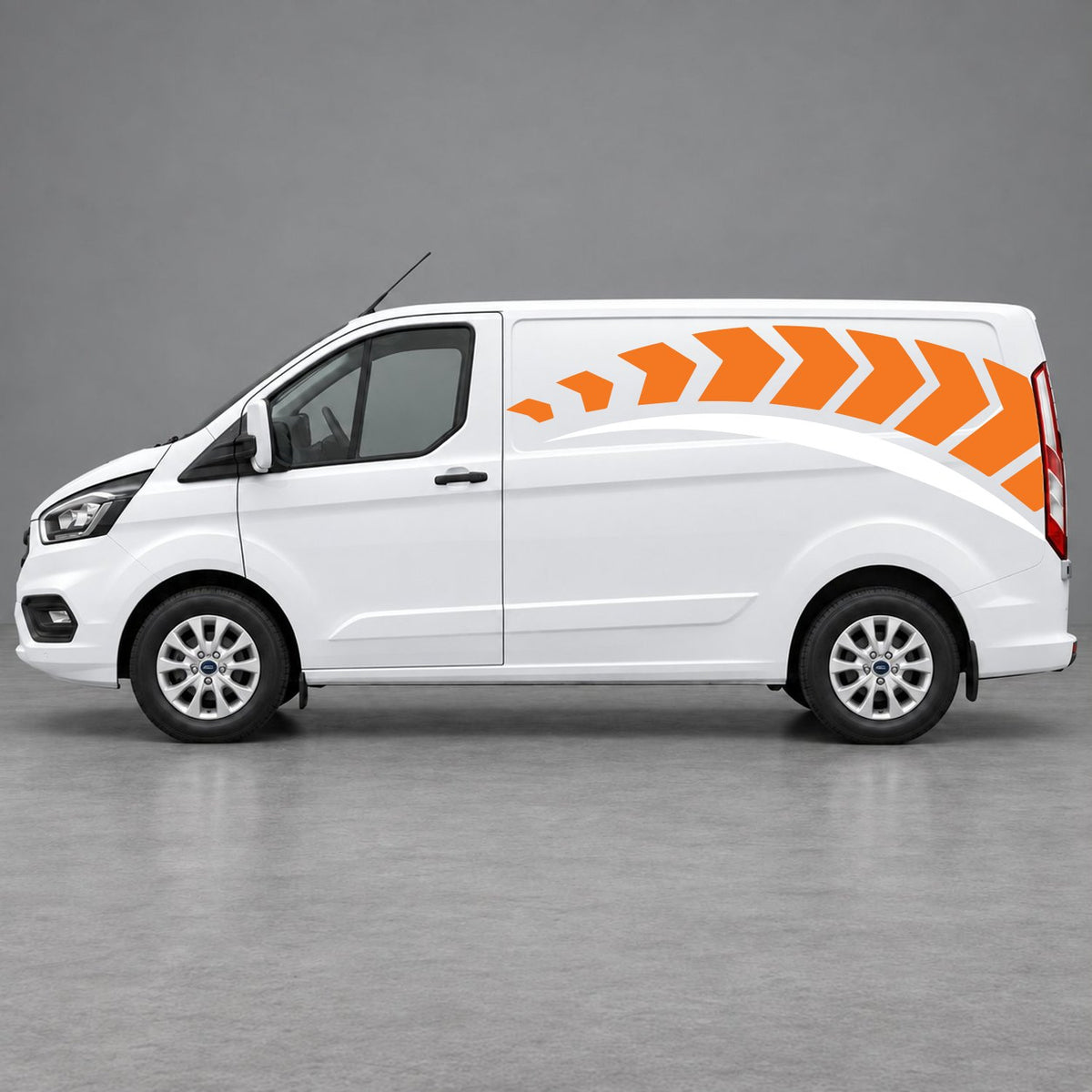 Ford Transit Custom Chevron Track Side Graphics in Orange & White