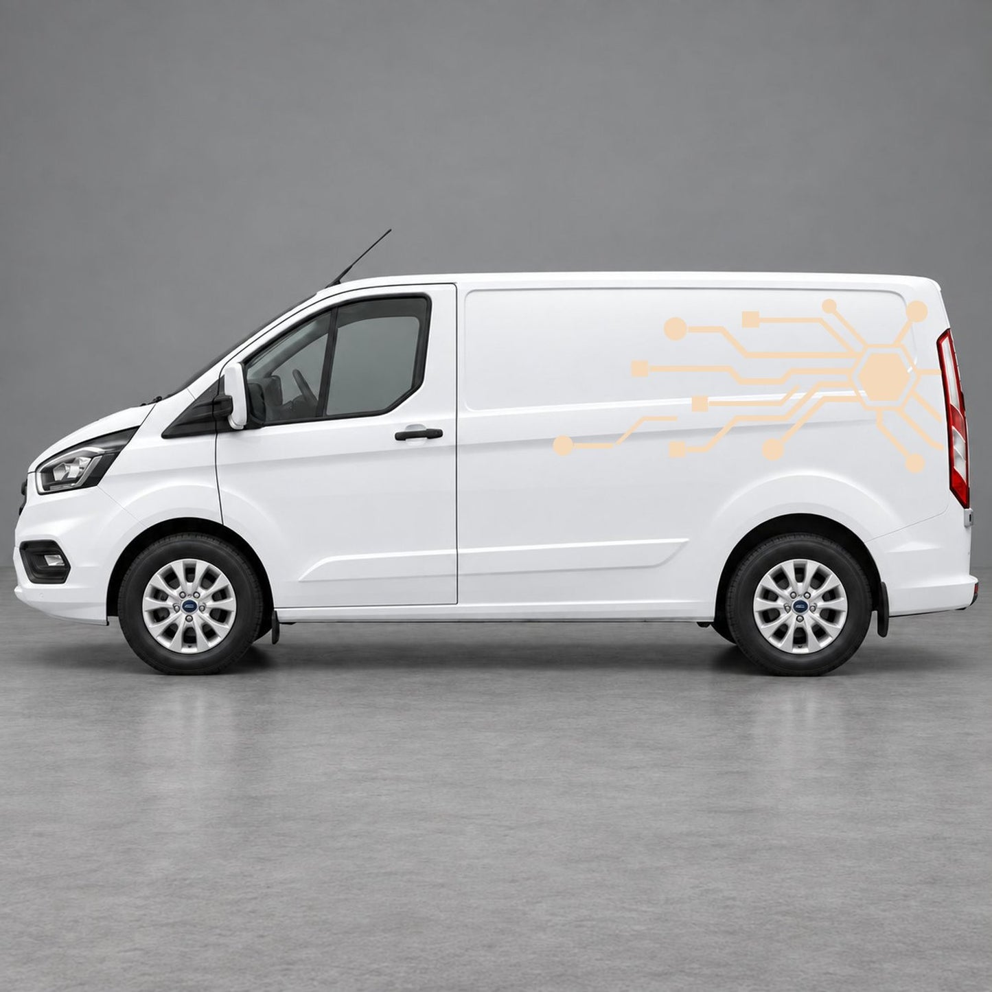 Ford Transit Custom Circuit Board Side Graphics in Beige
