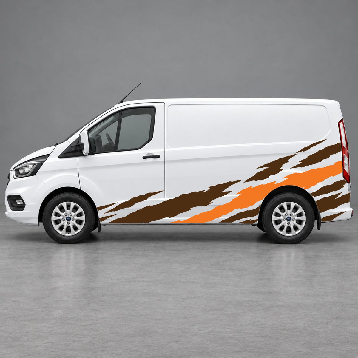 Ford Transit Custom Claw Scratch Side Graphics in Brown & Orange