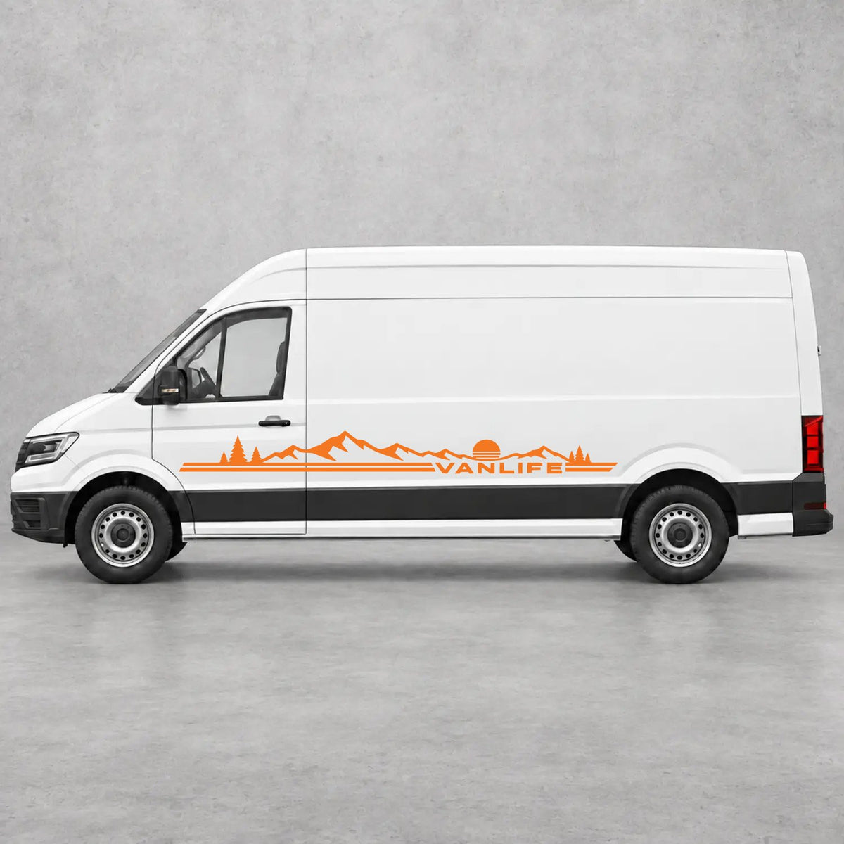 VW Crafter Vanlife Mountain Side Stripes in Orange