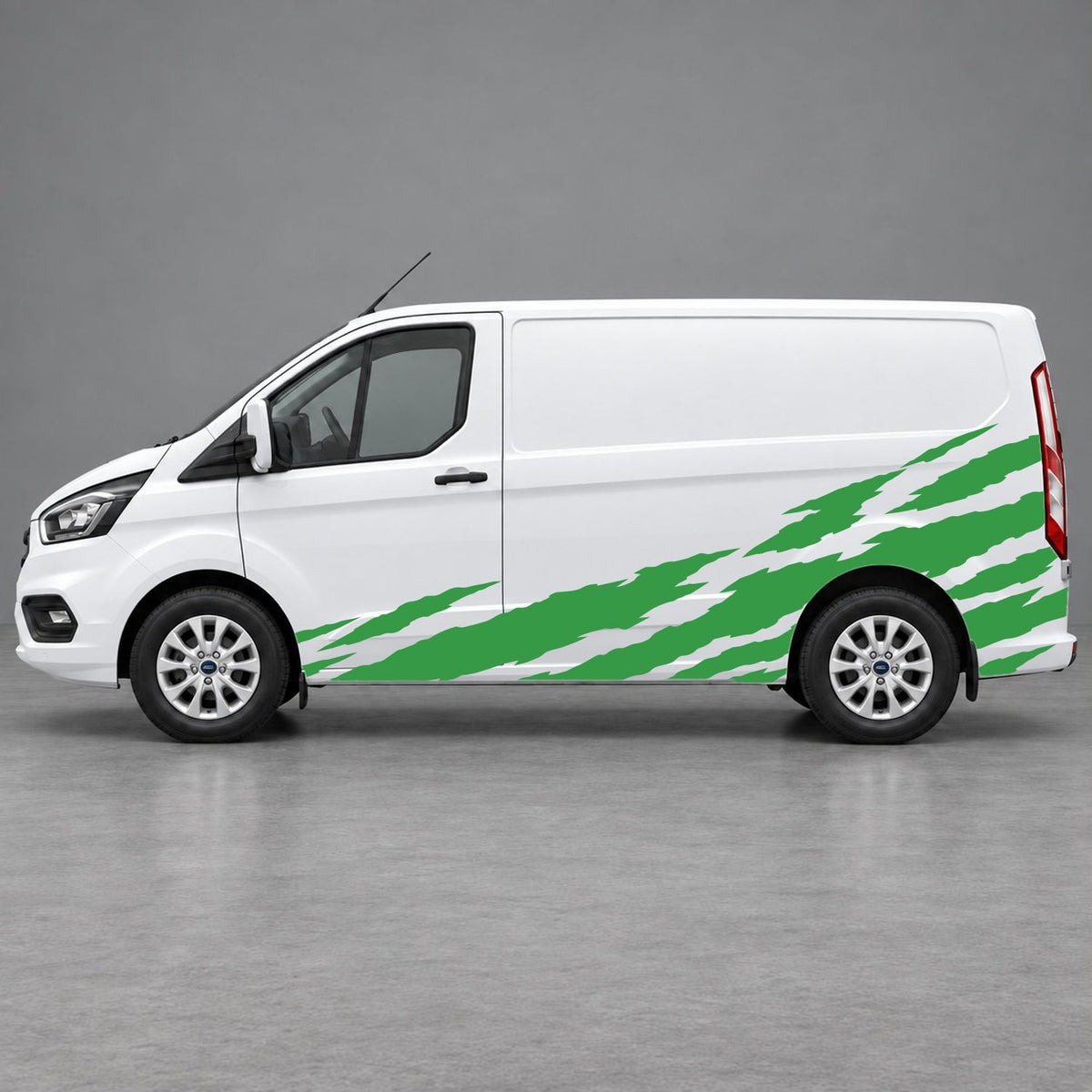 Ford Transit Custom Claw Scratch Side Graphics in Green & Green
