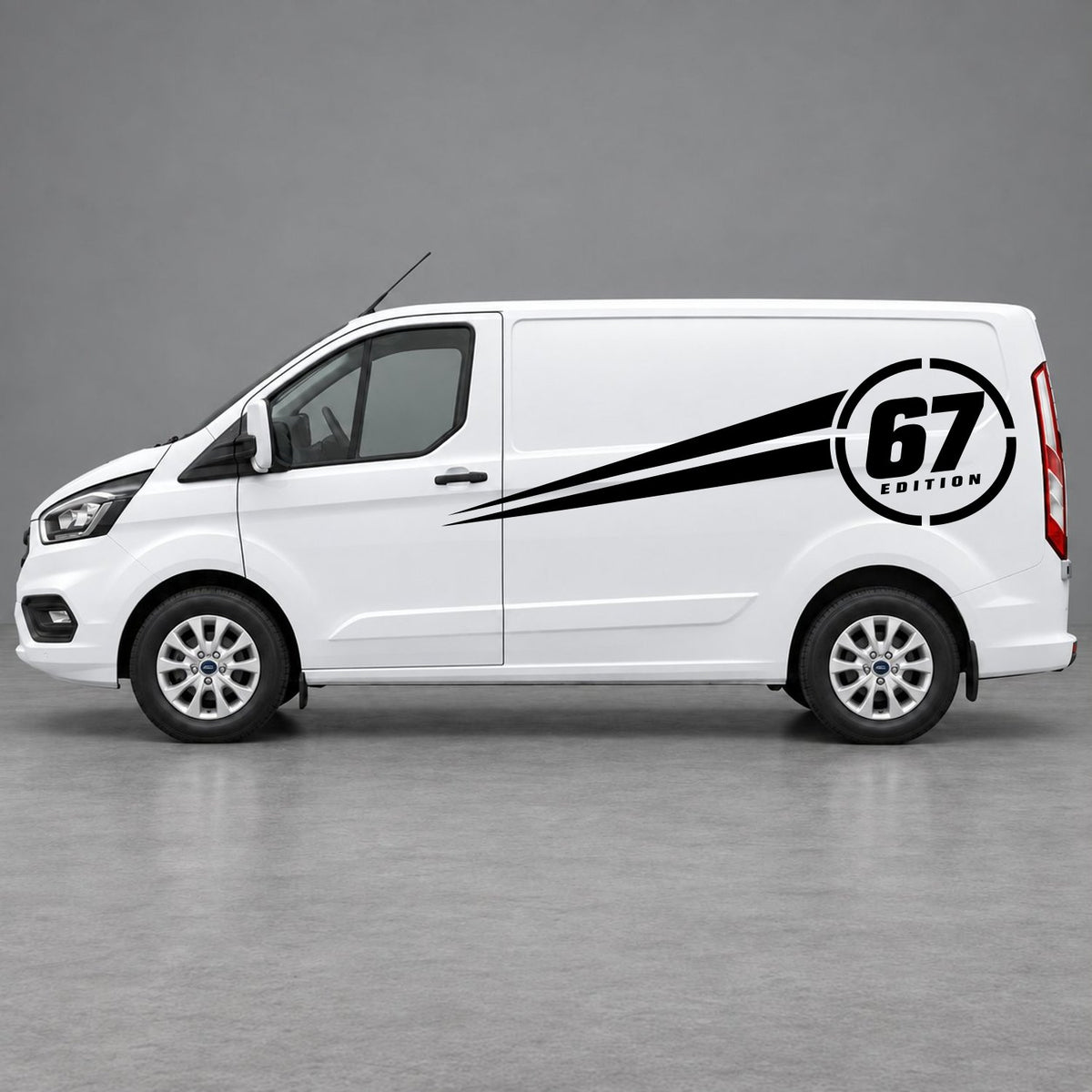 Ford Transit Custom Personalised Number Edition Side Stripes in Black & Black