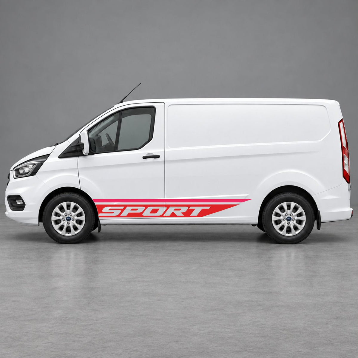 Ford Transit Custom Sport Swoosh Lower Side Stripes in Pink & Red