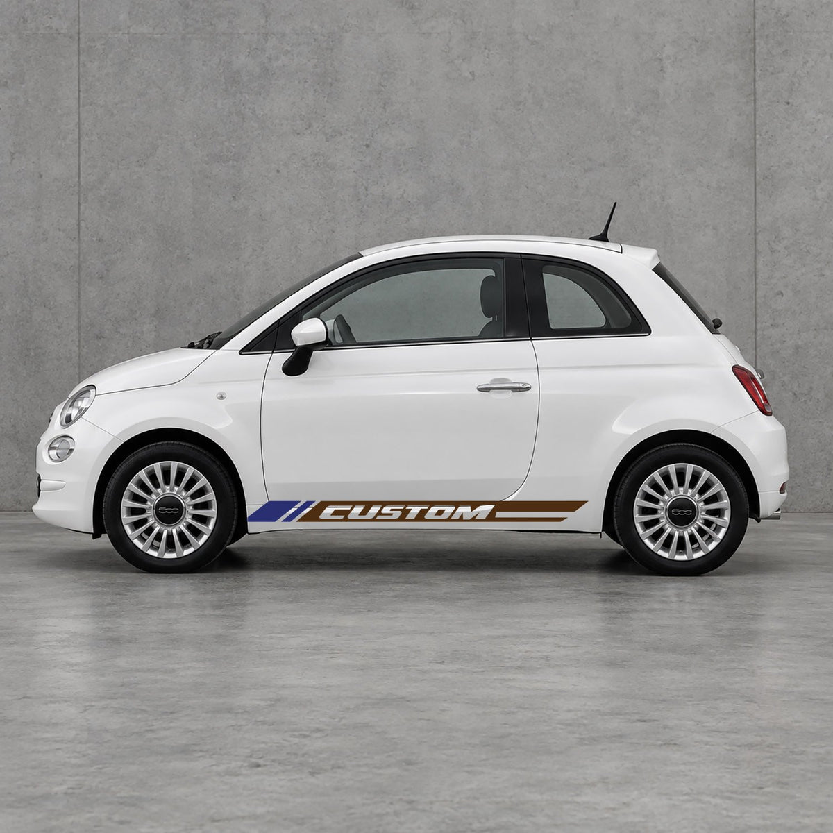 Fiat 500 Custom Lower Side Stripes Kit - Pair Supplied in Brown & Navy Blue