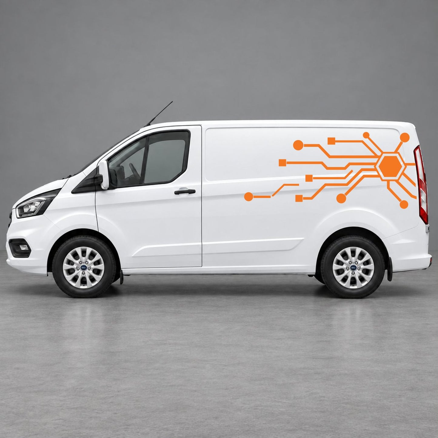 Ford Transit Custom Circuit Board Side Graphics in Orange