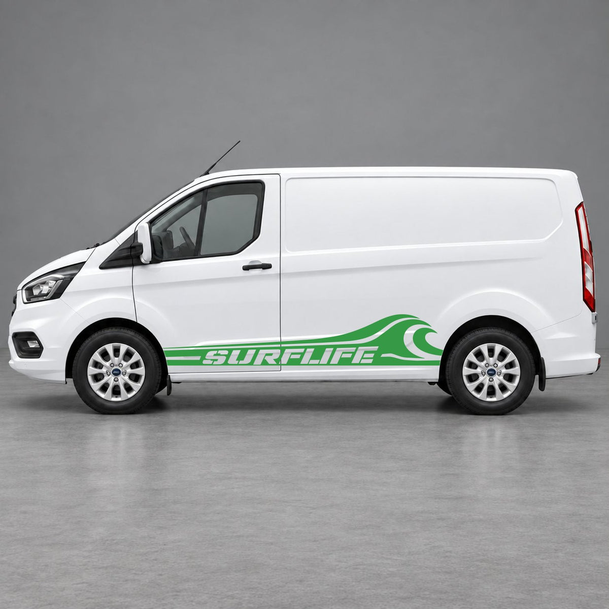 Ford Transit Custom Surflife Wave Side Stripes in Green & Green