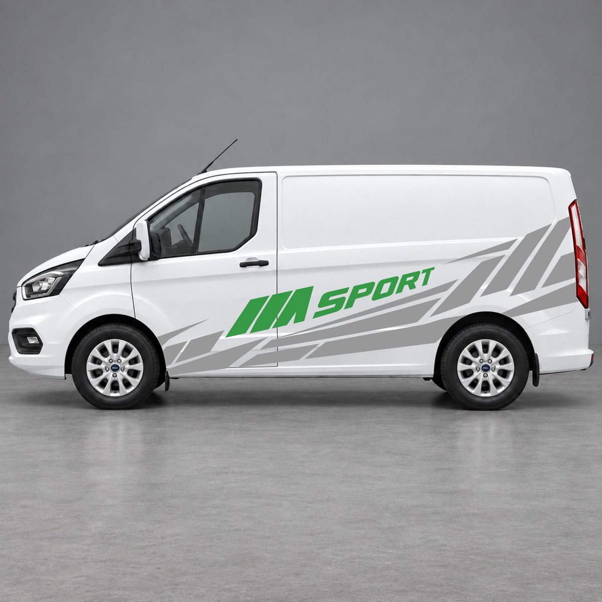 Ford Transit Custom M Sport Racing Side Graphics in Grey & Green