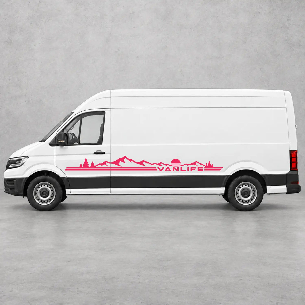 VW Crafter Vanlife Mountain Side Stripes in Pink