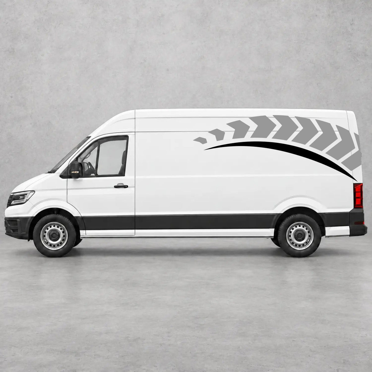VW Crafter Chevron Track Side Graphics in Grey & Black