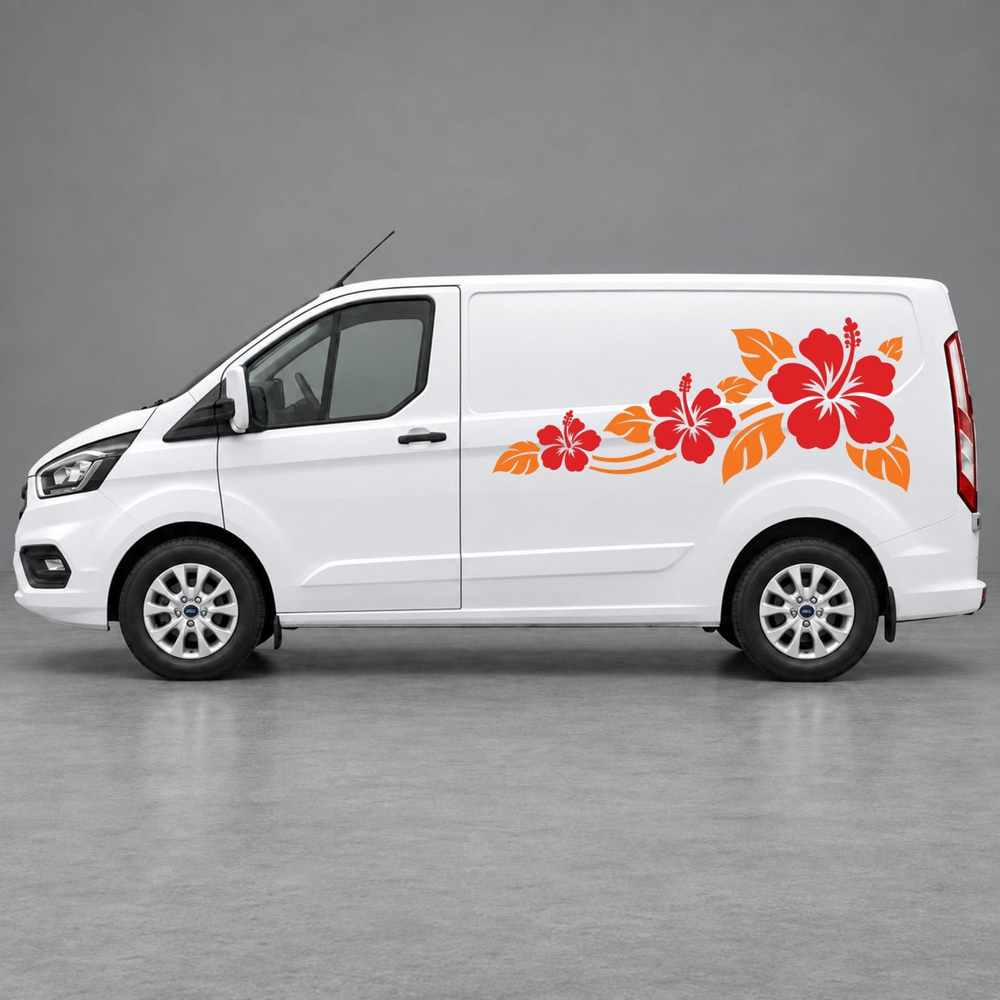 Ford Transit Custom Hibiscus Flower Trail Side Graphics in Orange & Red