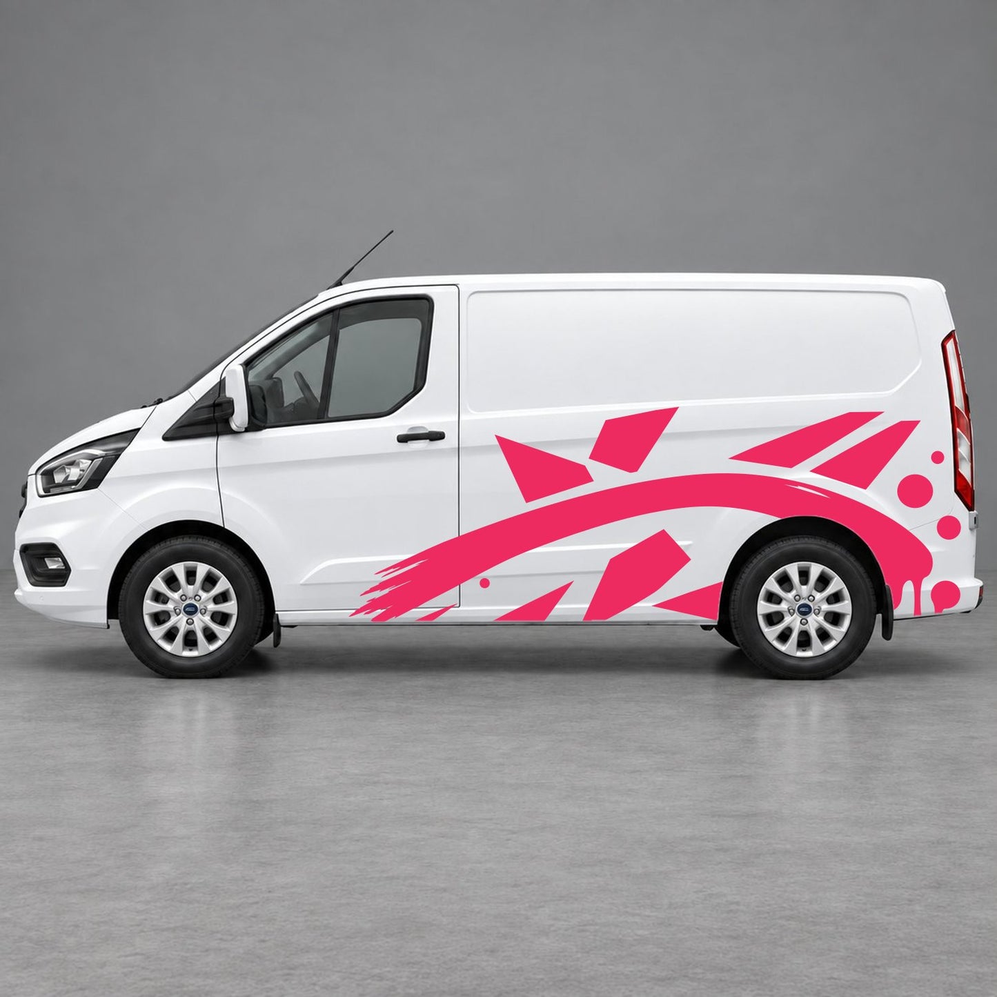 Ford Transit Custom Abstract Geometric Splash Side Graphics in Pink & Pink