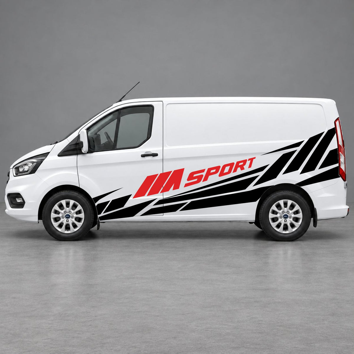 Ford Transit Custom M Sport Racing Side Graphics in Black & Red