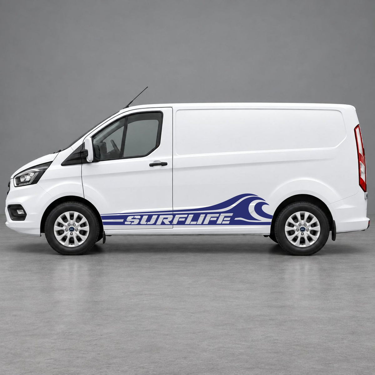 Ford Transit Custom Surflife Wave Side Stripes in Navy Blue & Navy Blue