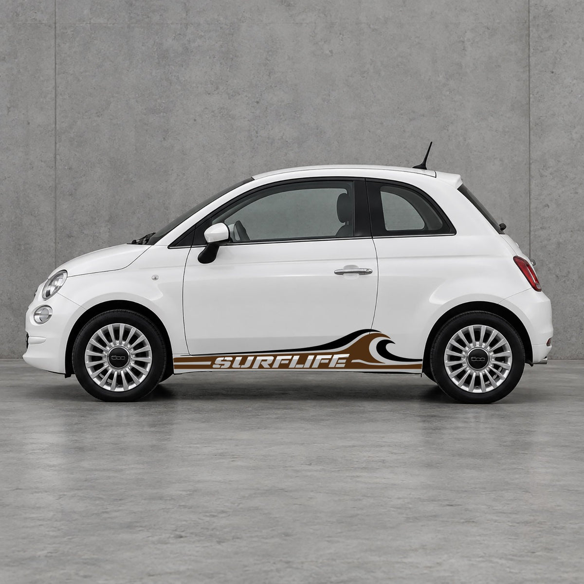 Fiat 500 Surf Life Side Stripes Kit - Pair Supplied in Brown & Black