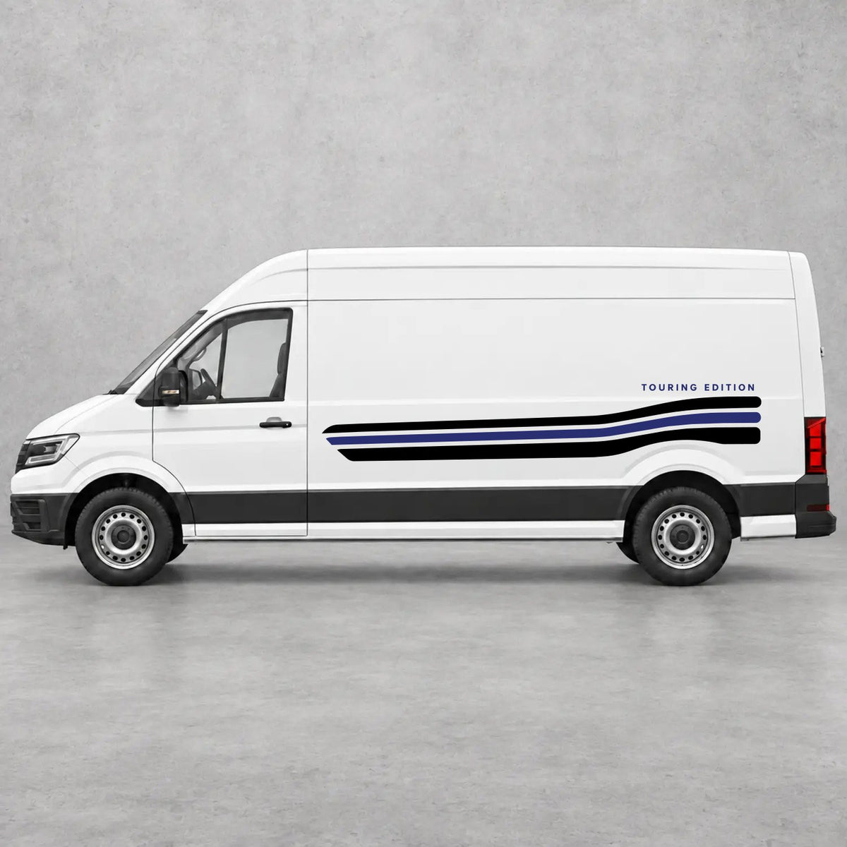 VW Crafter Touring Edition Side Stripes in Black & Navy Blue