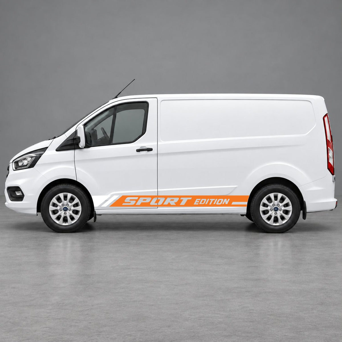 Ford Transit Custom Sport Edition Lower Side Graphics in Orange & White